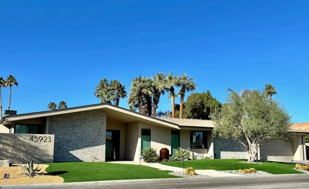 Mid-century California home with palm trees