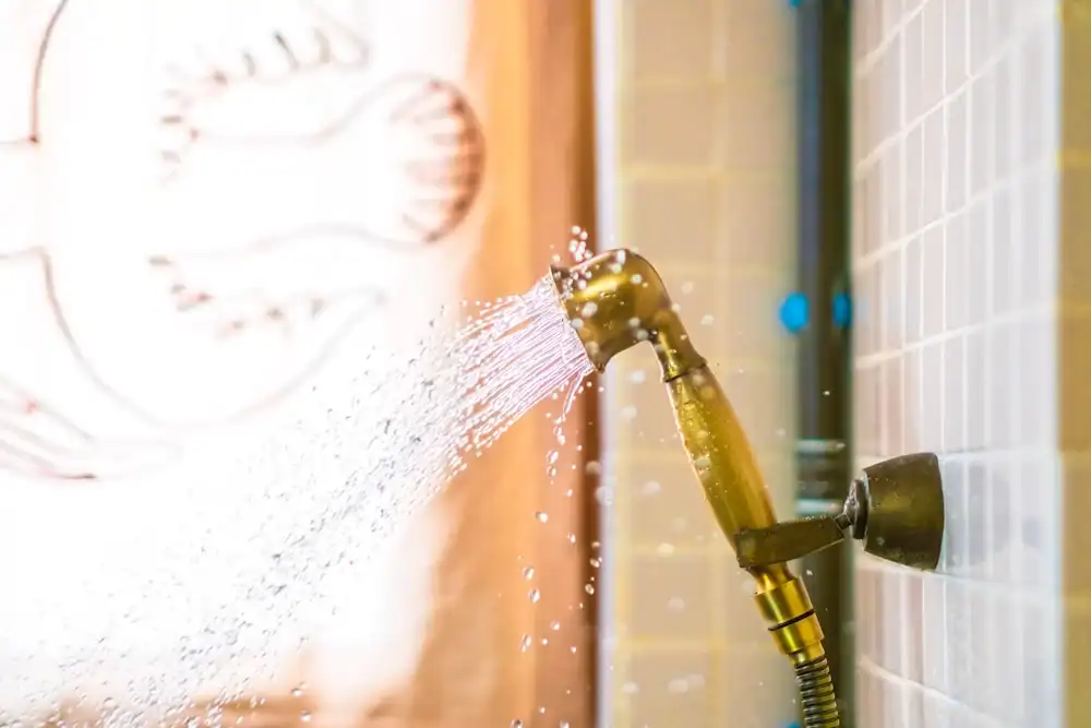 Water running from a shower head